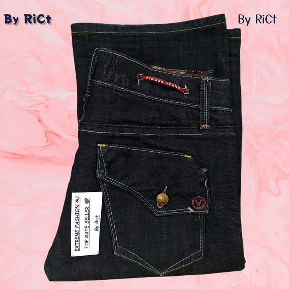 Vigoss Bootcut Women's Jeans Size 28x33 Stretch Blue Denim Flap Pockets Low Rise - Picture 12 of 12